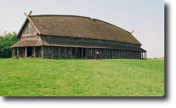Vikingské obydlí, rekonstrukce z Dánska